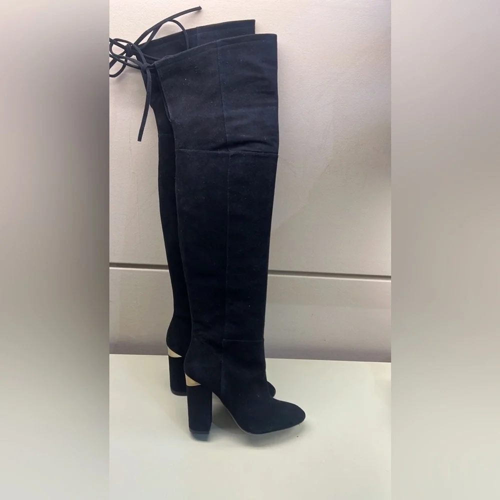 Pura Lopez Black Over the Knee Boots with Stiletto Heel